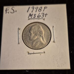 1998P Jefferson Nickel Coin MS-63+